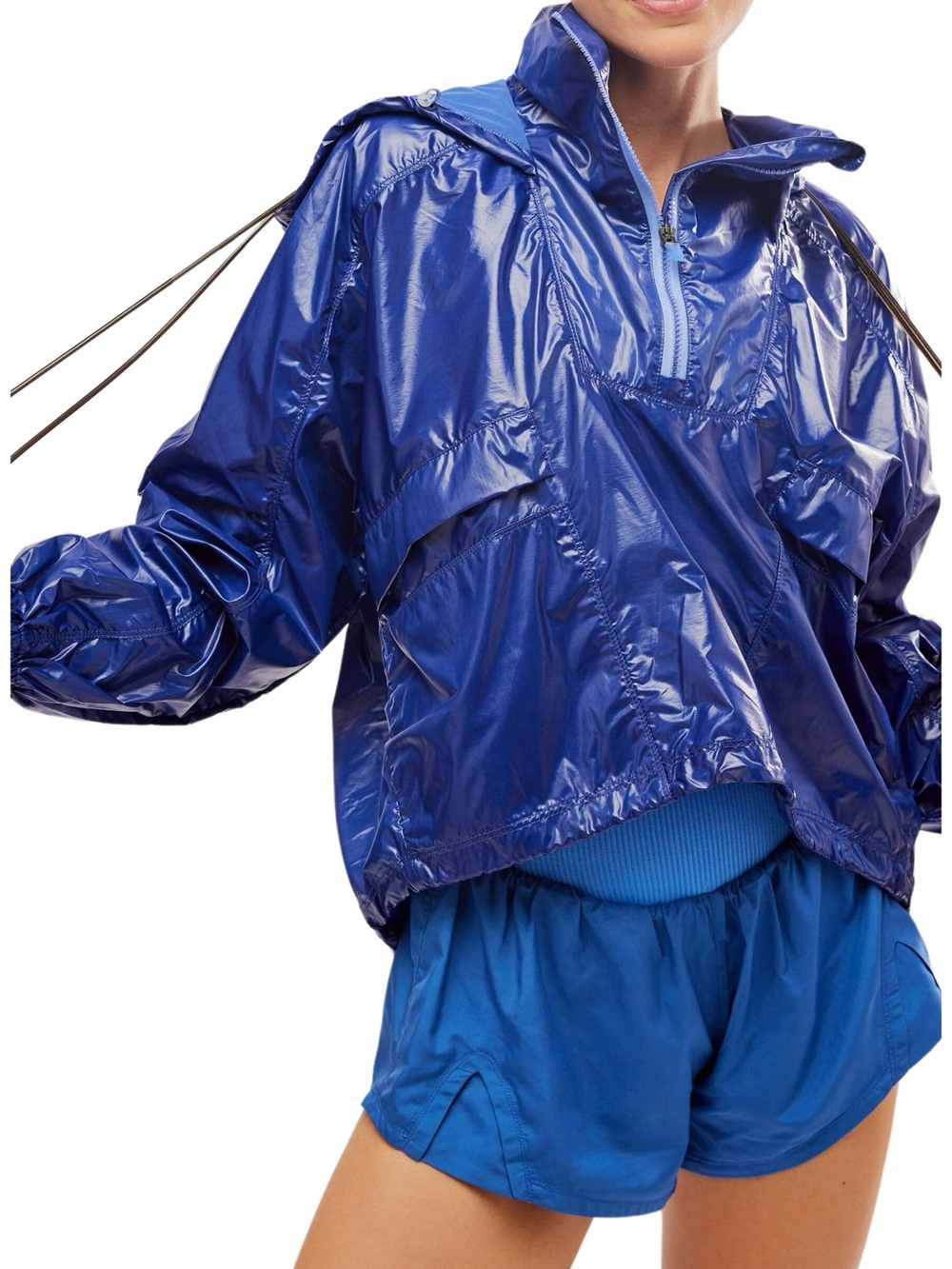 Free People Movement Spring Showers Water Resistant Raincoat Packable Navy Blue